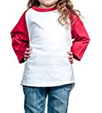 Ola Mari Unisex Kids Raglan Baseball T Shirt Top, XS, White/Red