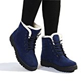 Susanny Suede Flat Platform Sneaker Shoes Plus Velvet Winter Women's Lace Up Blue Cotton Snow Boots 4 B (M) US